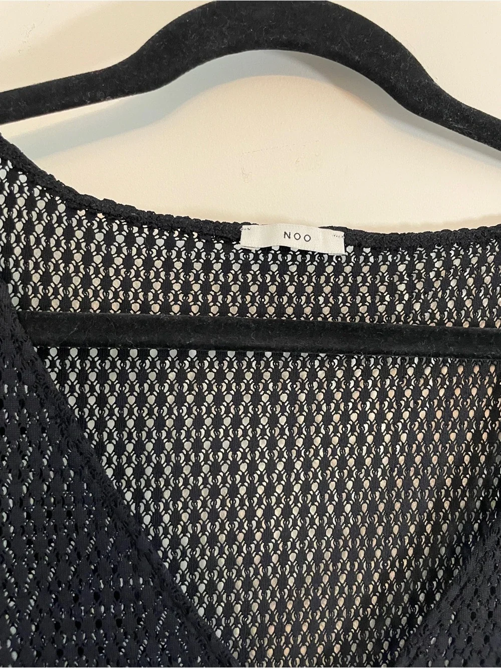 Noo Black Mesh Mini Dress Size 36 / Small